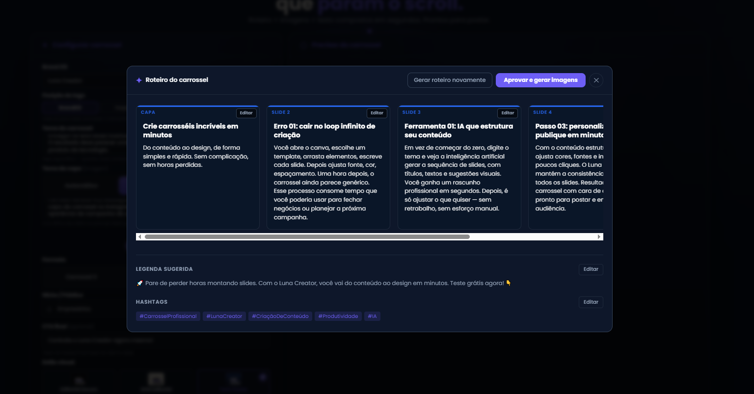 Revisão do roteiro gerado pelo Luna Creator